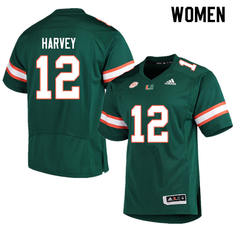 Adidas Miami Hurricanes Women #12 Jahfari Harvey College Football Jerseys Sale-Green